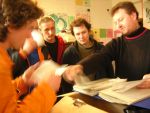 Visit of veteran screen printer